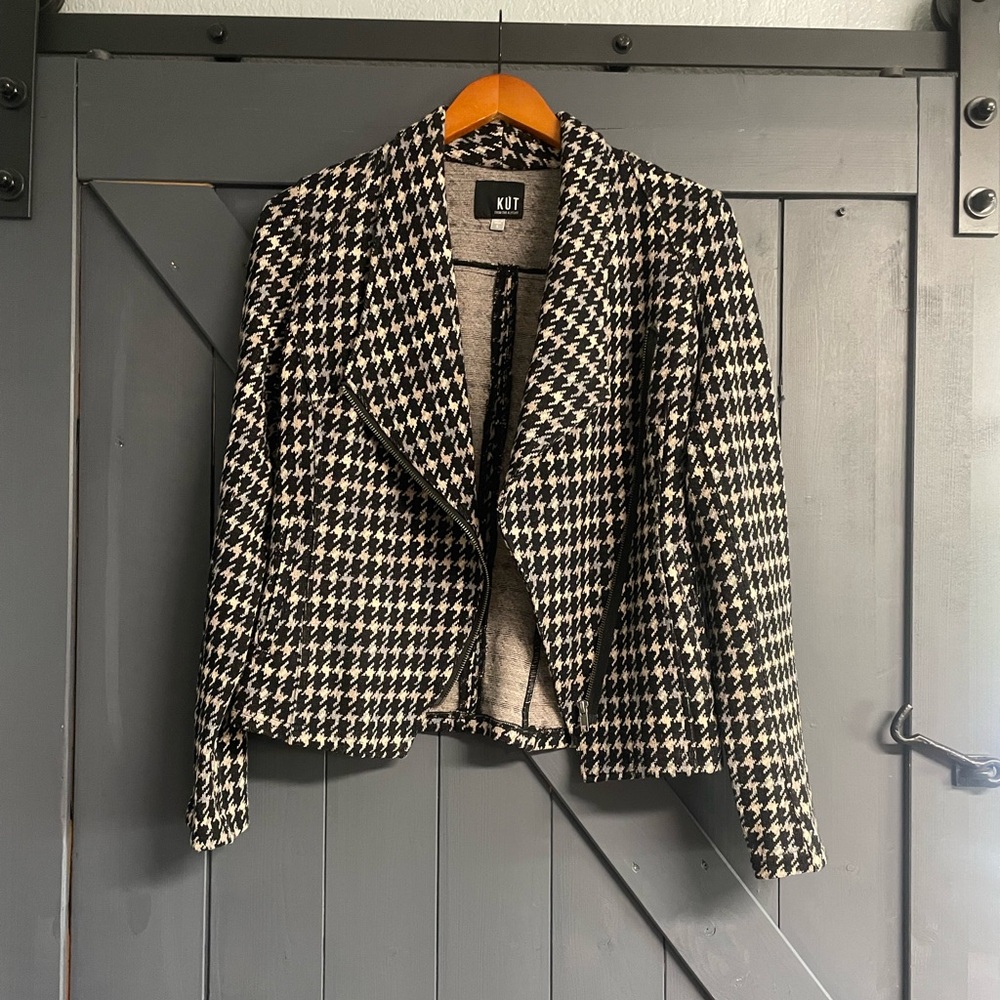 Kut from the Kloth Black & White Houndstooth Blazer Jacket